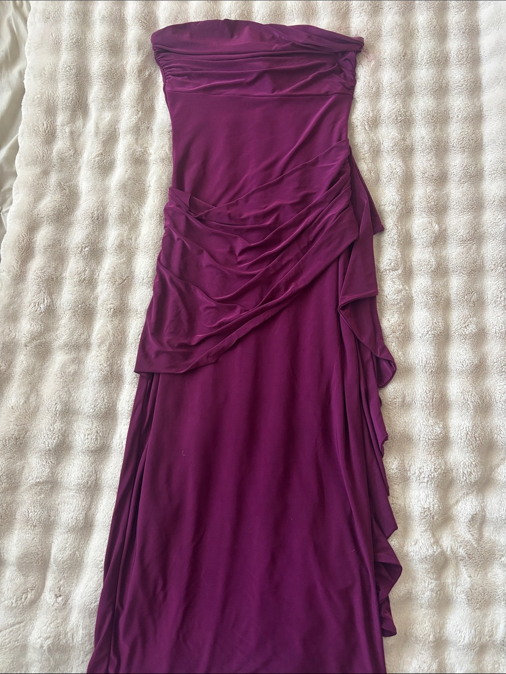 Windsor Strapless Ruched Plum Evening Gown